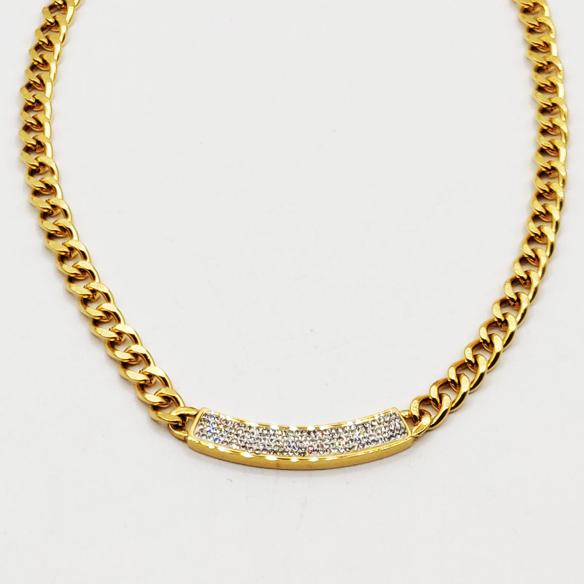 Collier Tresse Barre Cristaux Luxe