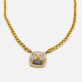 Collier Tresse Carré Bombé Cristaux X
