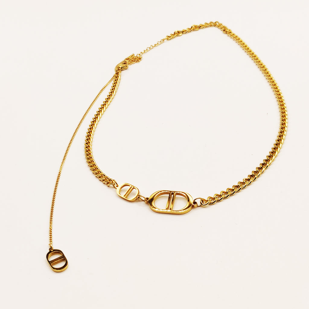 Collier Tresse CD Luxe Pendentif Descendant