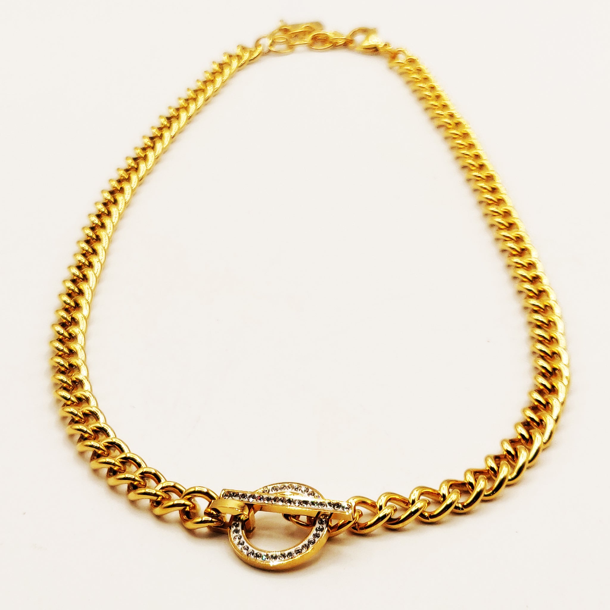 Collier Tresse et Barre Cristaux Luxe