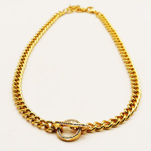 Collier Tresse et Barre Cristaux Luxe