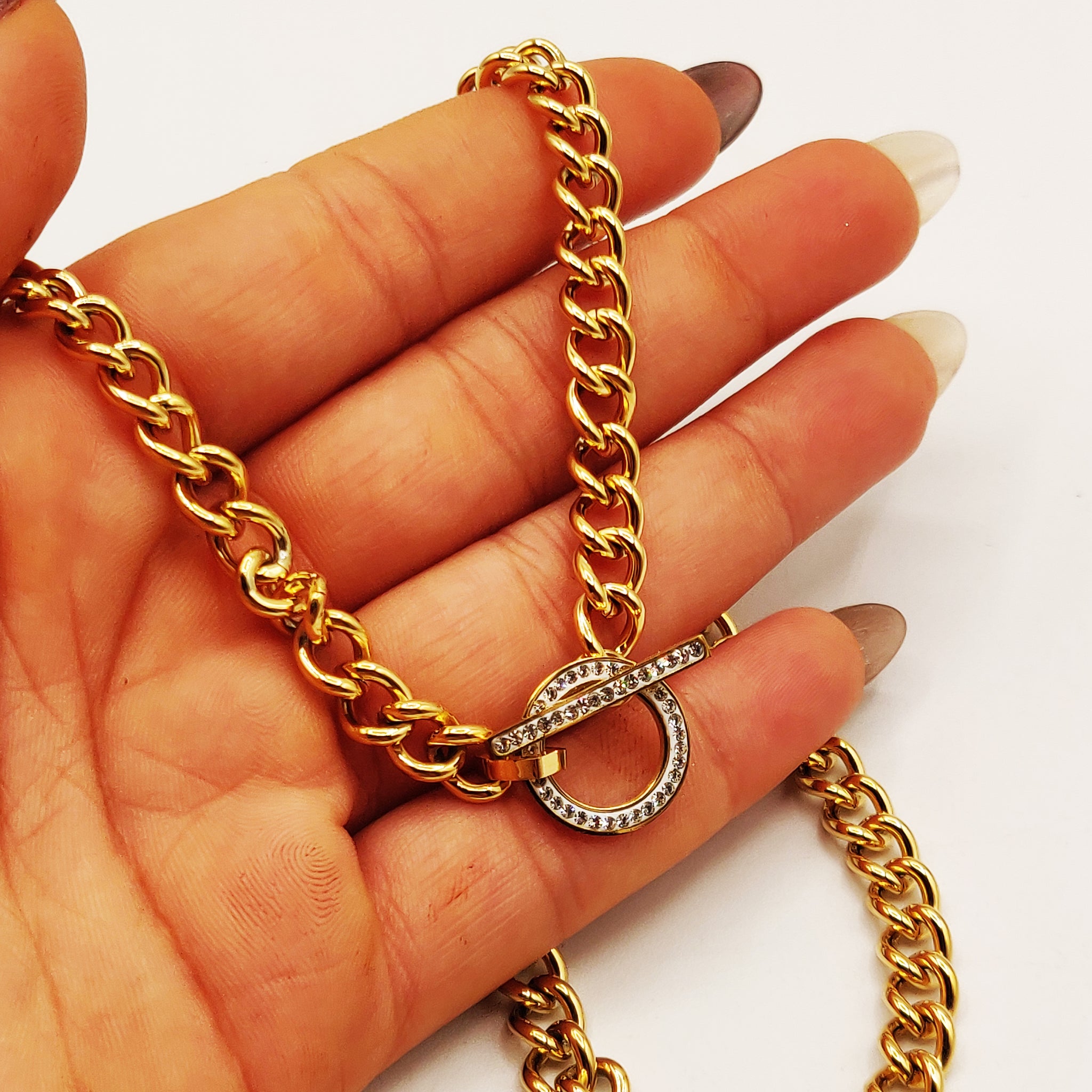 Collier Tresse et Barre Cristaux Luxe
