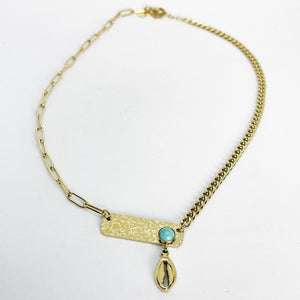 Collier Tresse et Chaîne Barre et Coquillage