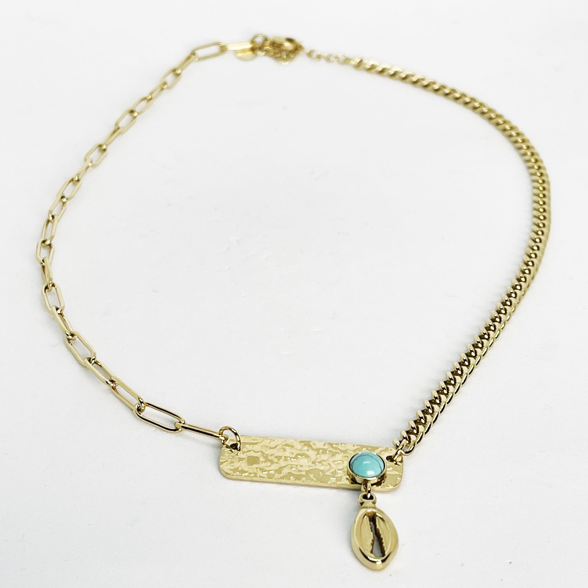 Collier Tresse et Chaîne Barre et Coquillage