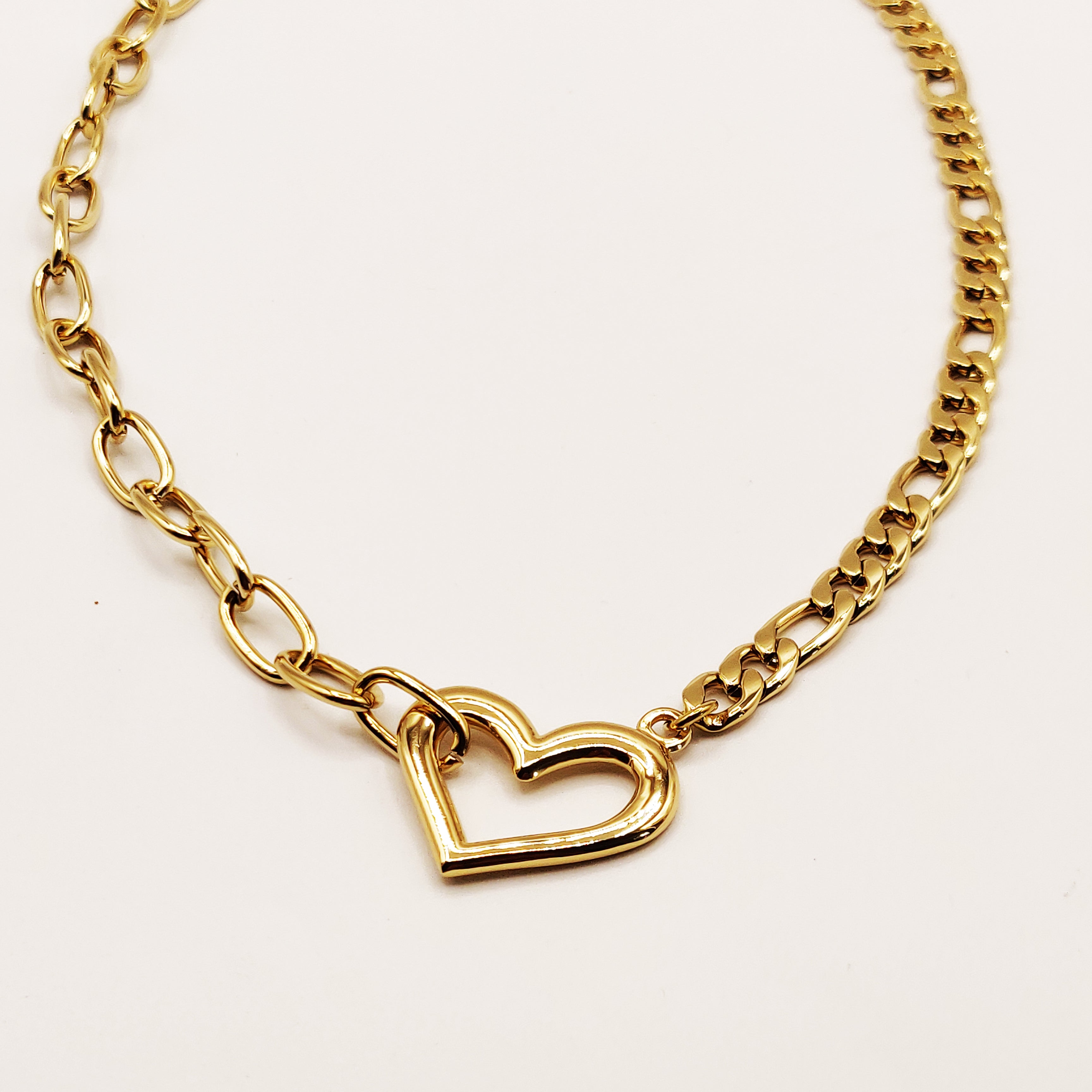 Collier Tresse et Chaîne Coeur Luxe