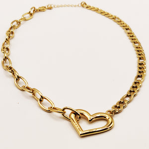 Collier Tresse et Chaîne Coeur Luxe