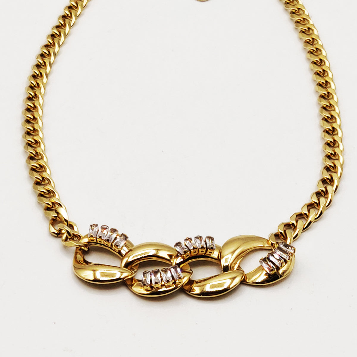 Collier Tresse Chaîne Cristaux Rectangulaires Luxe