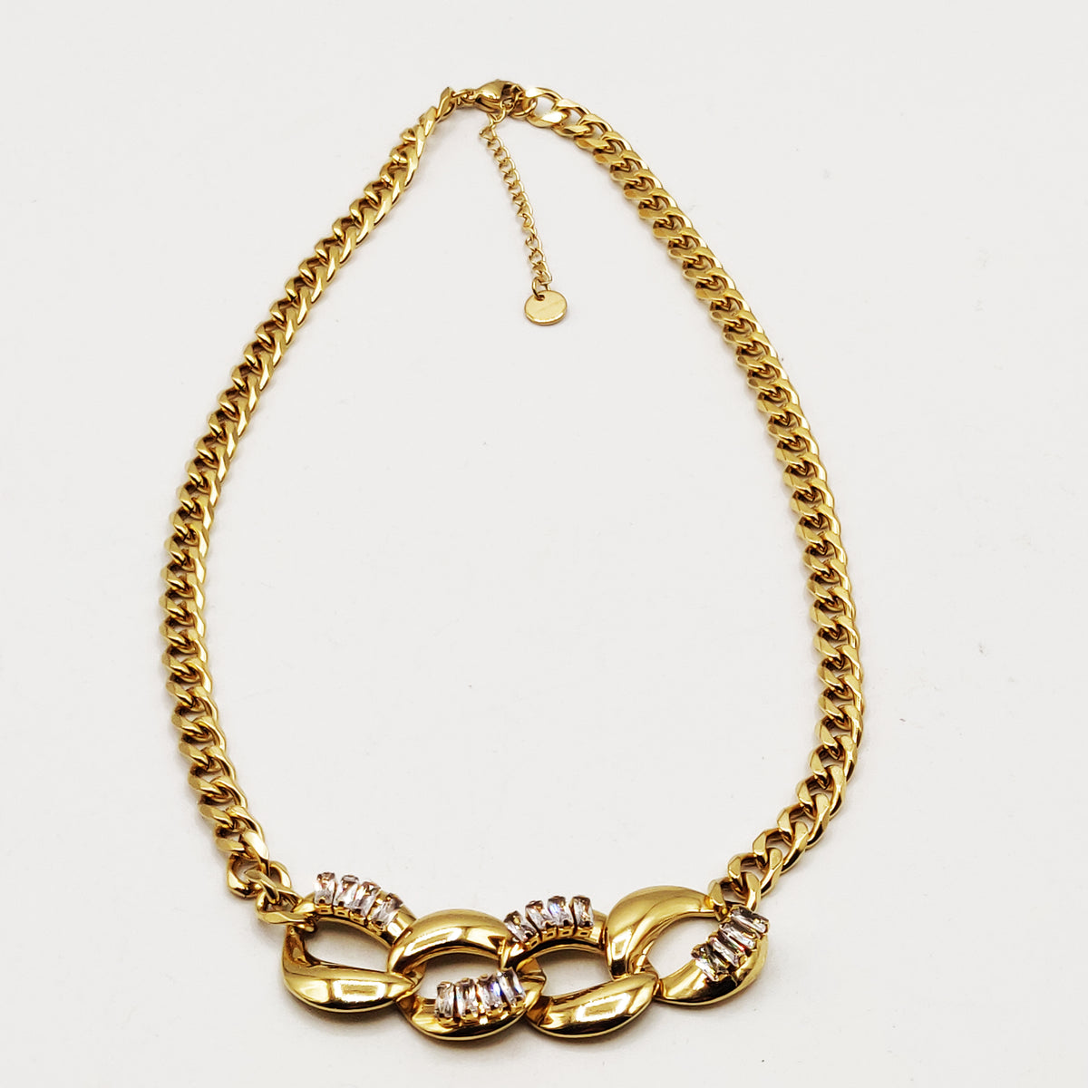 Collier Tresse Chaîne Cristaux Rectangulaires Luxe