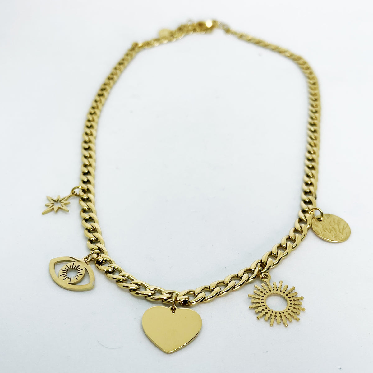 Collier Tresse Coeur Oeil Soleil Étoile et Cercle