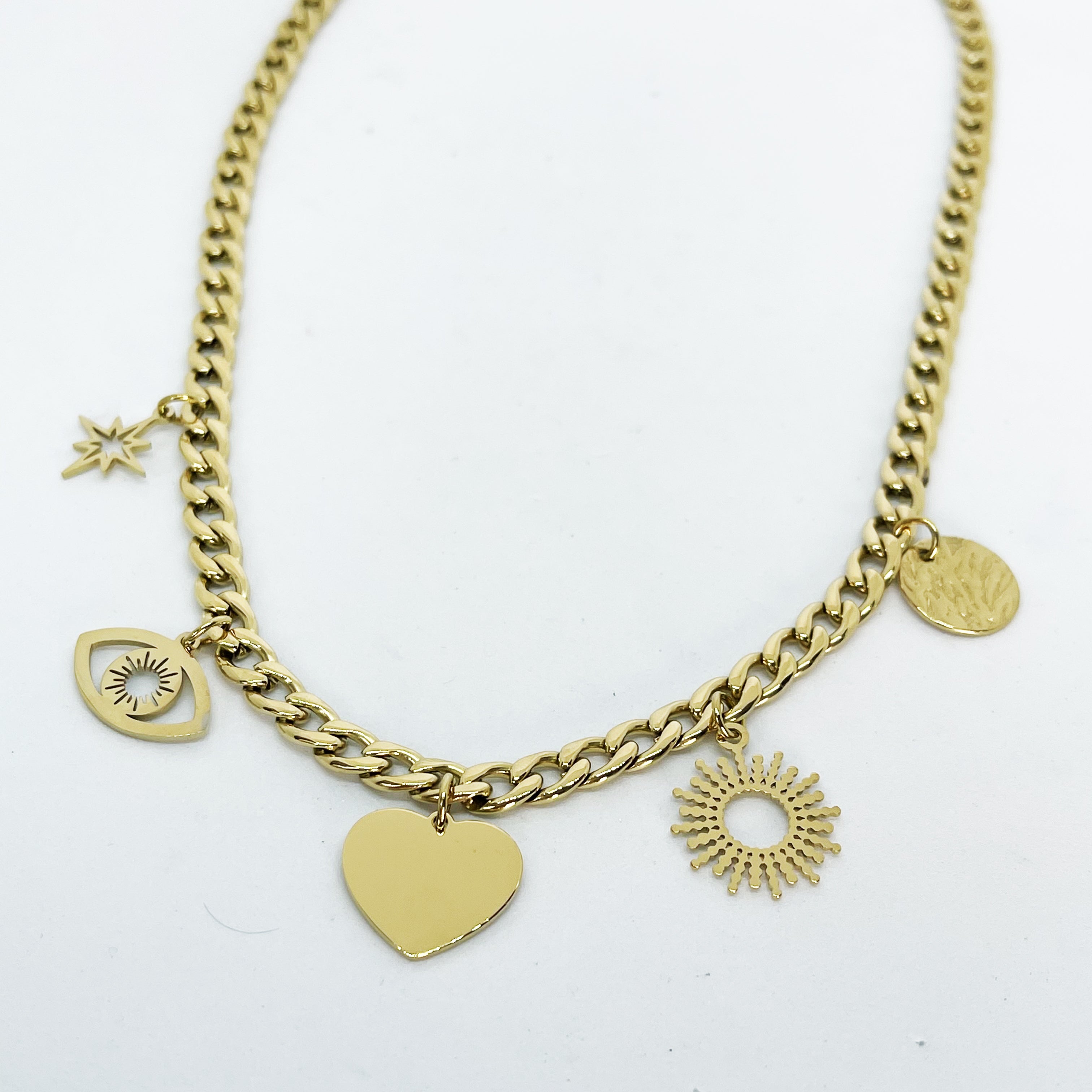 Collier Tresse Coeur Oeil Soleil Étoile et Cercle