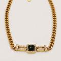 Collier Tresse Cristal Carré Vert Sublime Luxe
