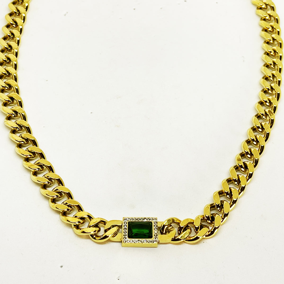 Collier Tresse Cristal Vert Luxe
