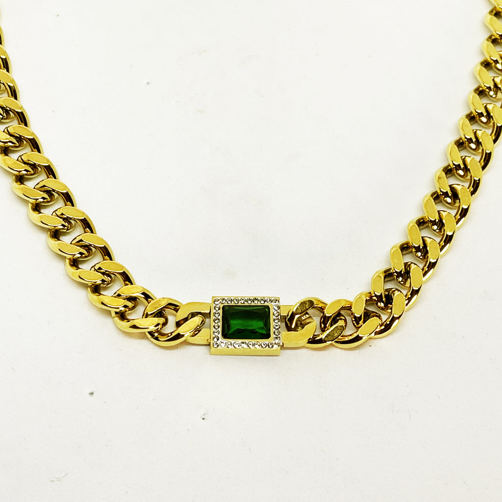Collier Tresse Cristal Vert Luxe