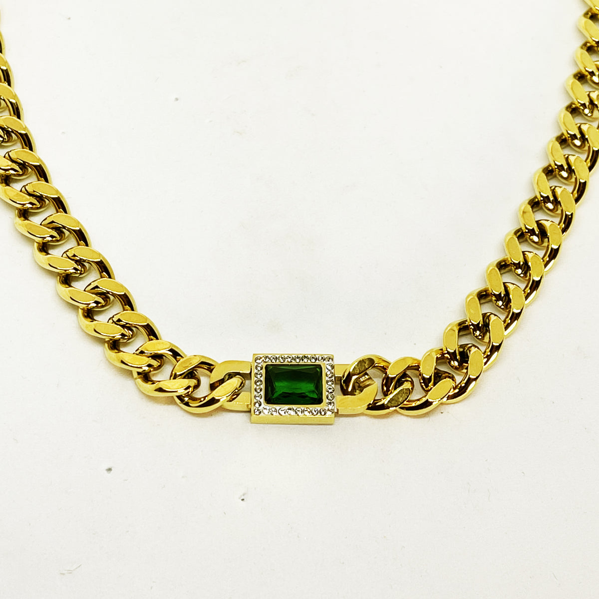 Collier Tresse Cristal Vert Luxe