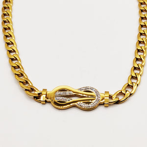 Collier Tresse Double Boucles Cristaux Luxe