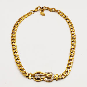 Collier Tresse Double Boucles Cristaux Luxe