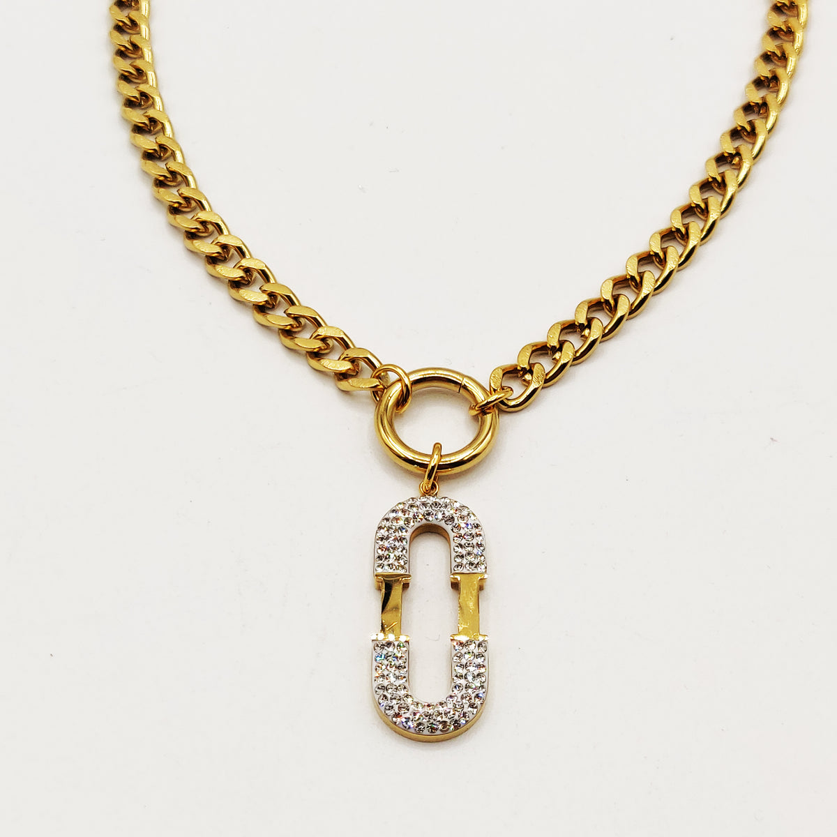 Collier Tresse Double U Cristaux Luxe