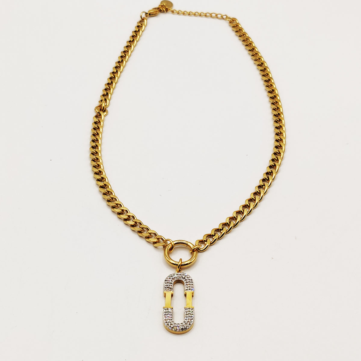 Collier Tresse Double U Cristaux Luxe