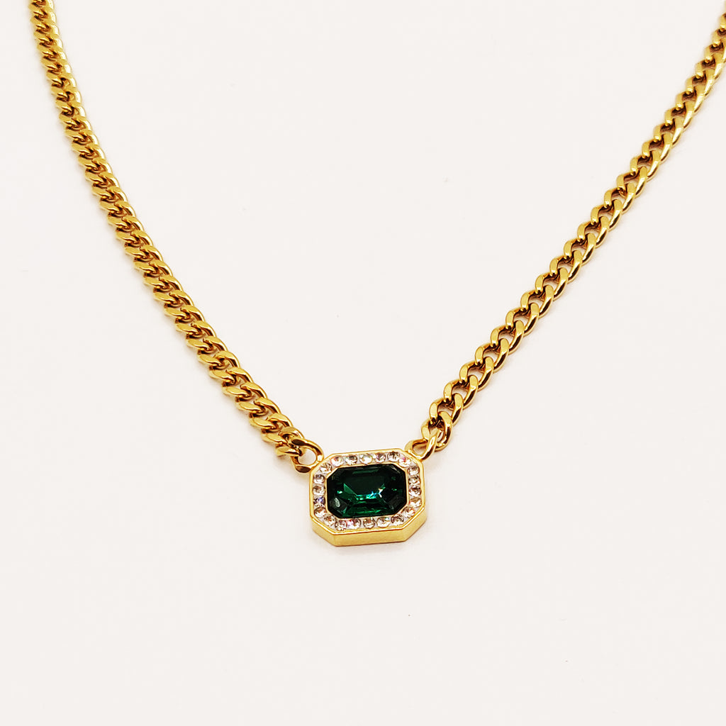 Collier Tresse Émeraude Luxe