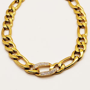 Collier Tresse Épaisse Maillon Cristaux Luxe