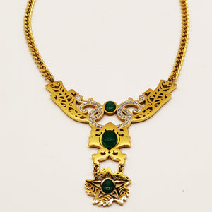 Collier Tresse Étoile Design Oriental Perles Vertes Luxe