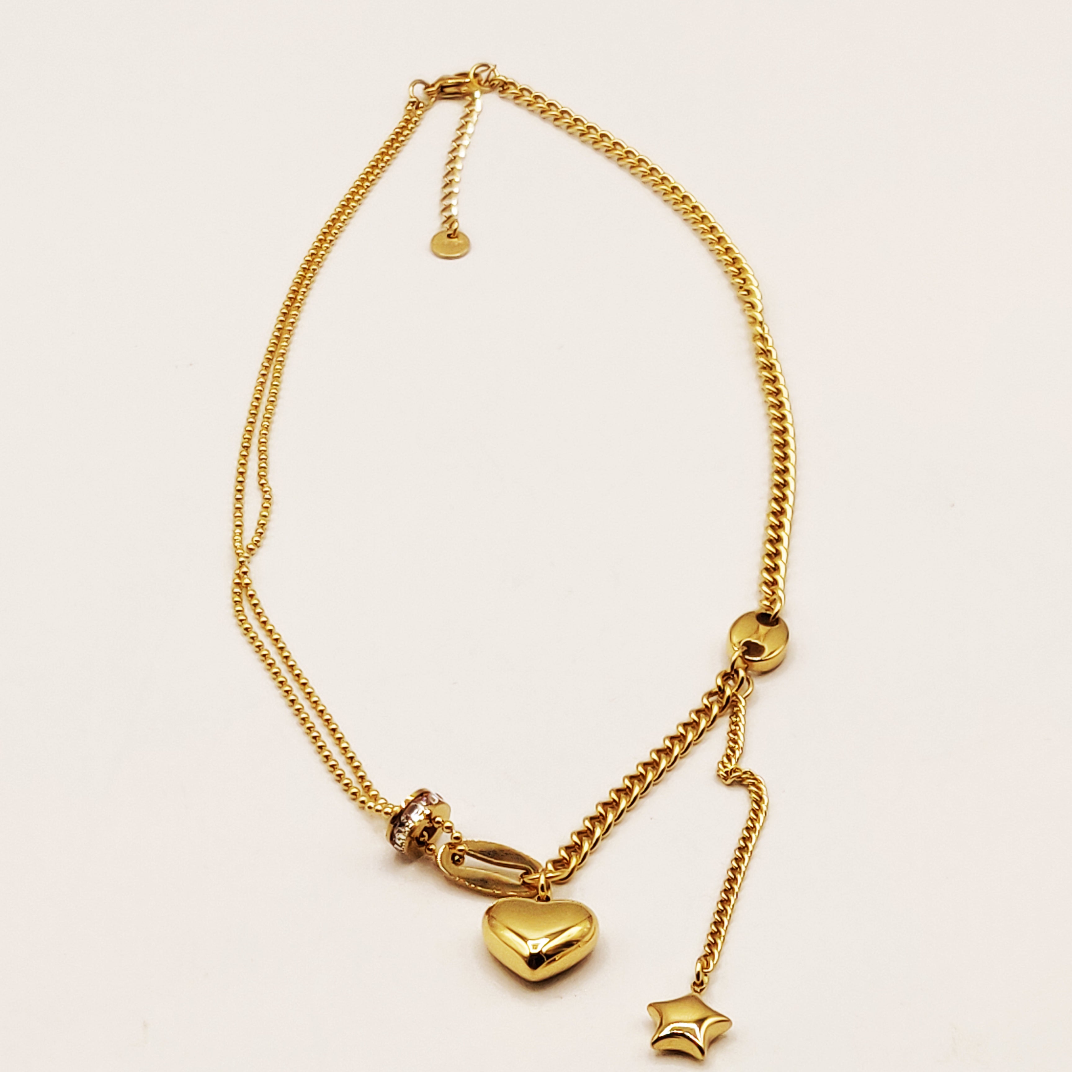 Collier Tresse Graines de Café, Coeur et Étoile Luxe