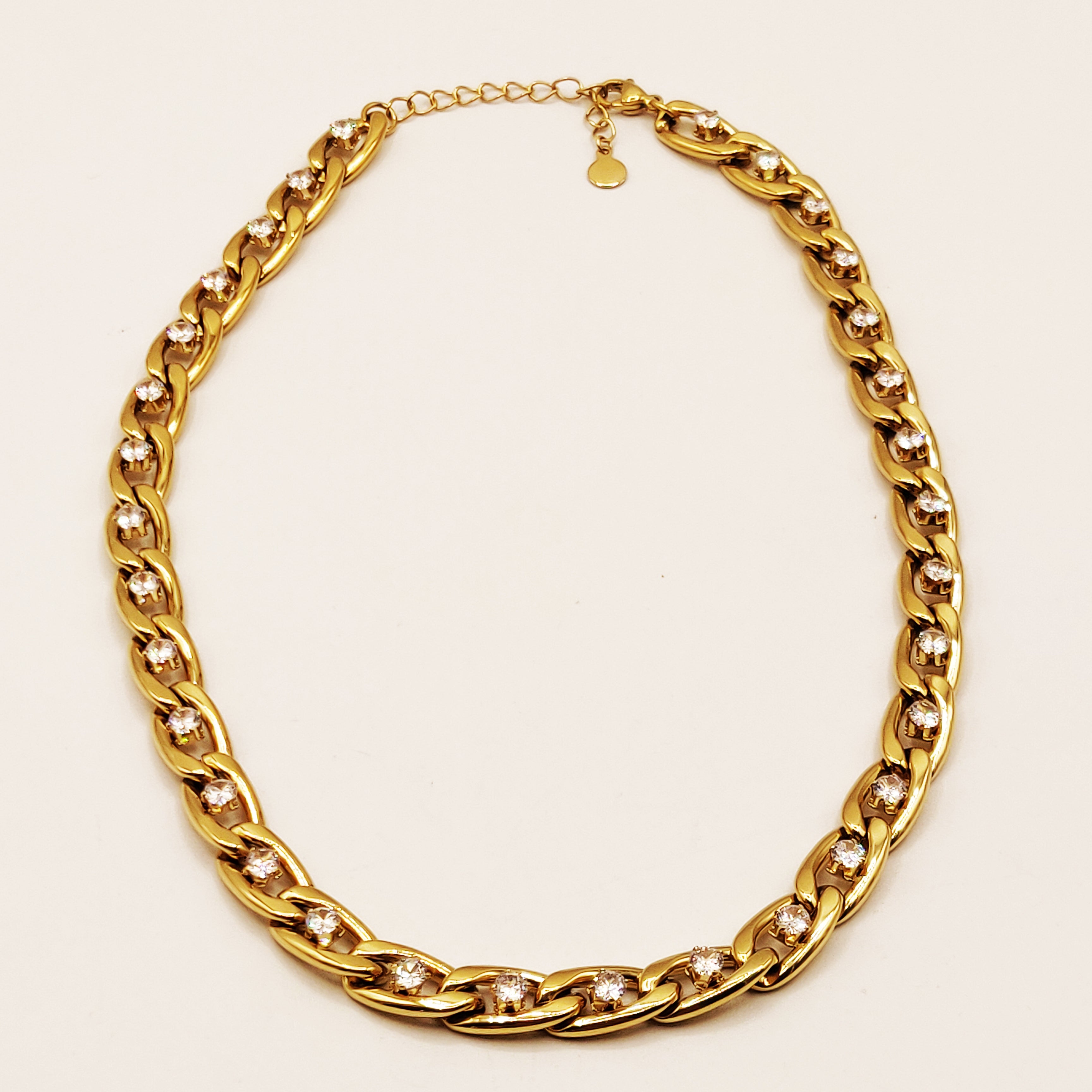 Collier Tresse Gros Cristaux Luxe