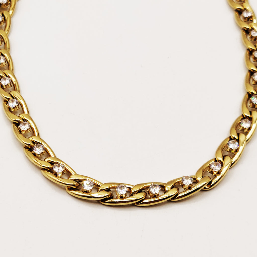 Collier Tresse Gros Cristaux Luxe