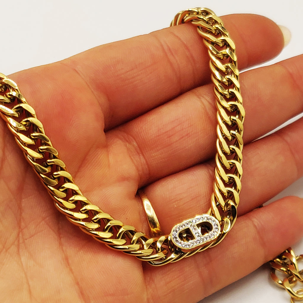 Collier Tresse Large ᗡD Cristaux Luxe