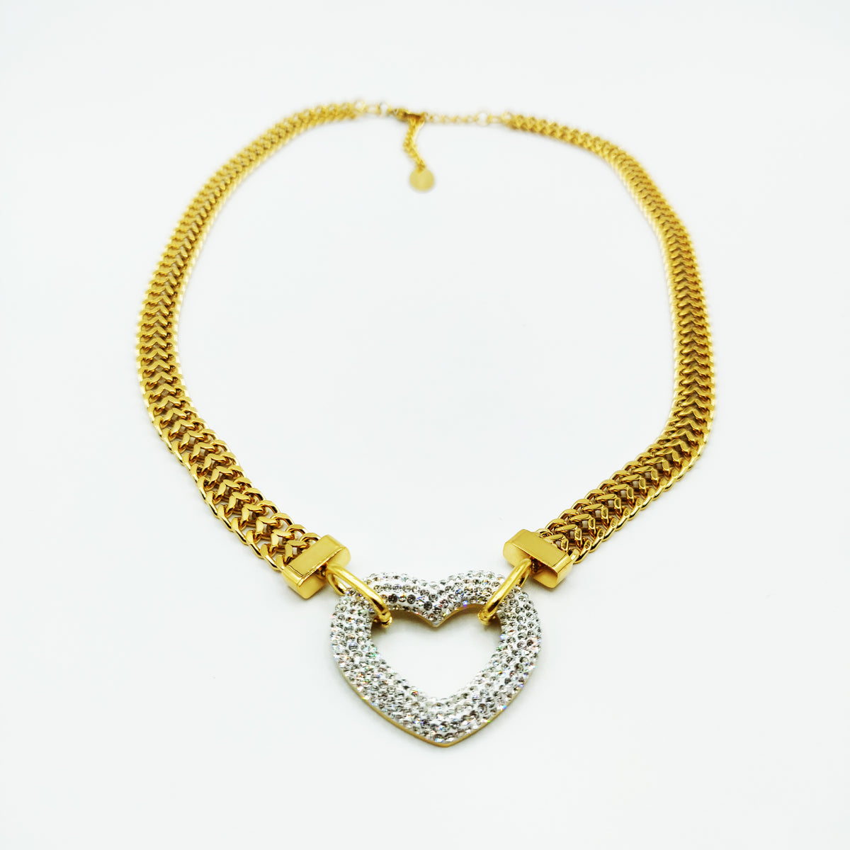 Collier Tresse Large Coeur Cristaux