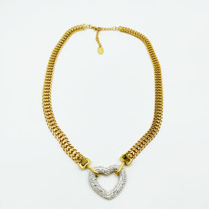 Collier Tresse Large Coeur Cristaux