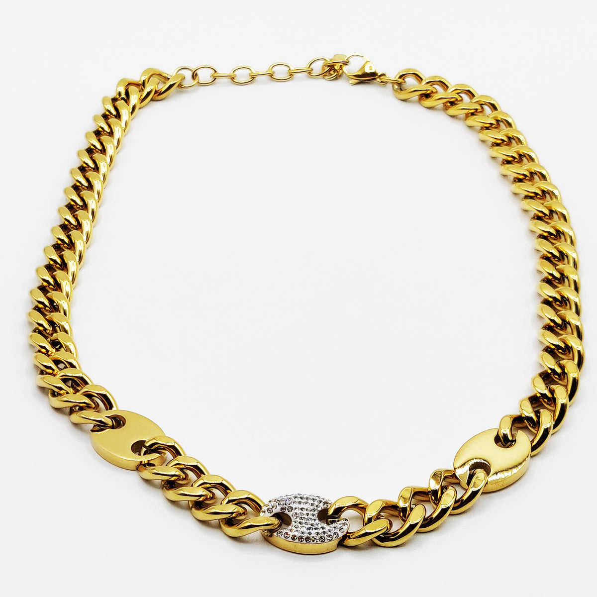 Collier Tresse Large Ovales Cristaux