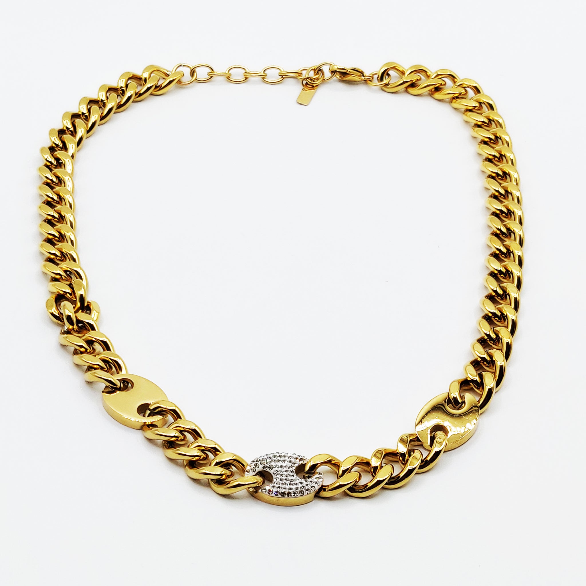 Collier Tresse Large Ovales Cristaux