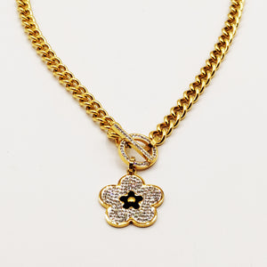 Collier Tresse marguerite Cristaux et Noire Luxe