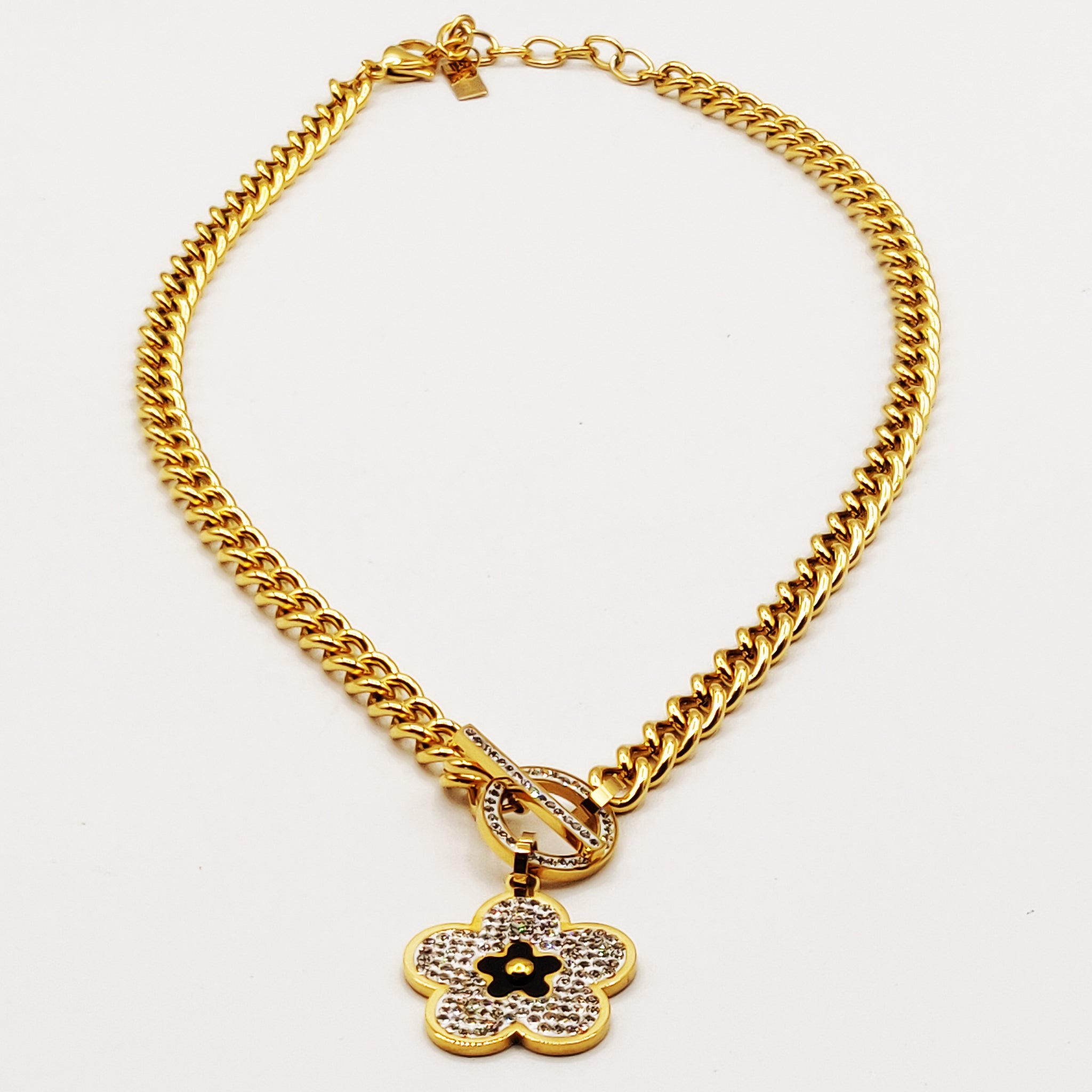 Collier Tresse marguerite Cristaux et Noire Luxe