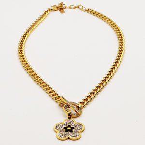 Collier Tresse marguerite Cristaux et Noire Luxe