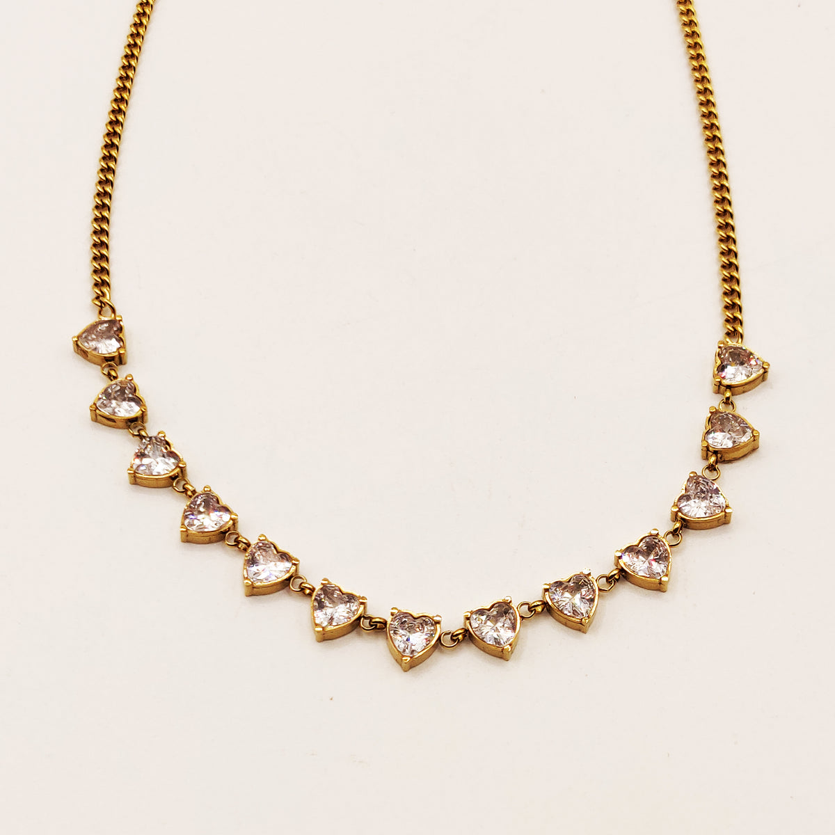 Collier Tresse Multi Coeurs Cristaux Luxe