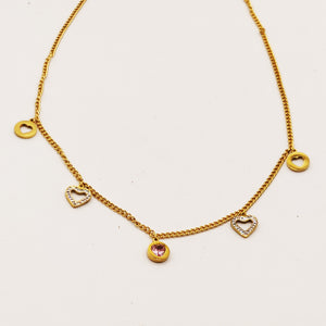 Collier Tresse Multi Pendentifs Coeurs