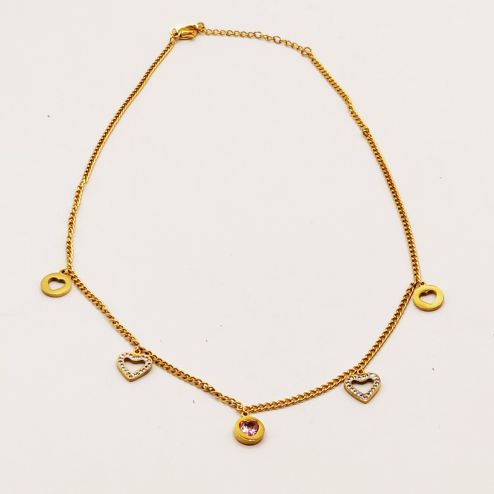 Collier Tresse Multi Pendentifs Coeurs