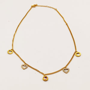 Collier Tresse Multi Pendentifs Coeurs