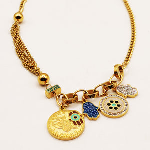 Collier Tresse Multi Pendentifs Sublimes Luxe
