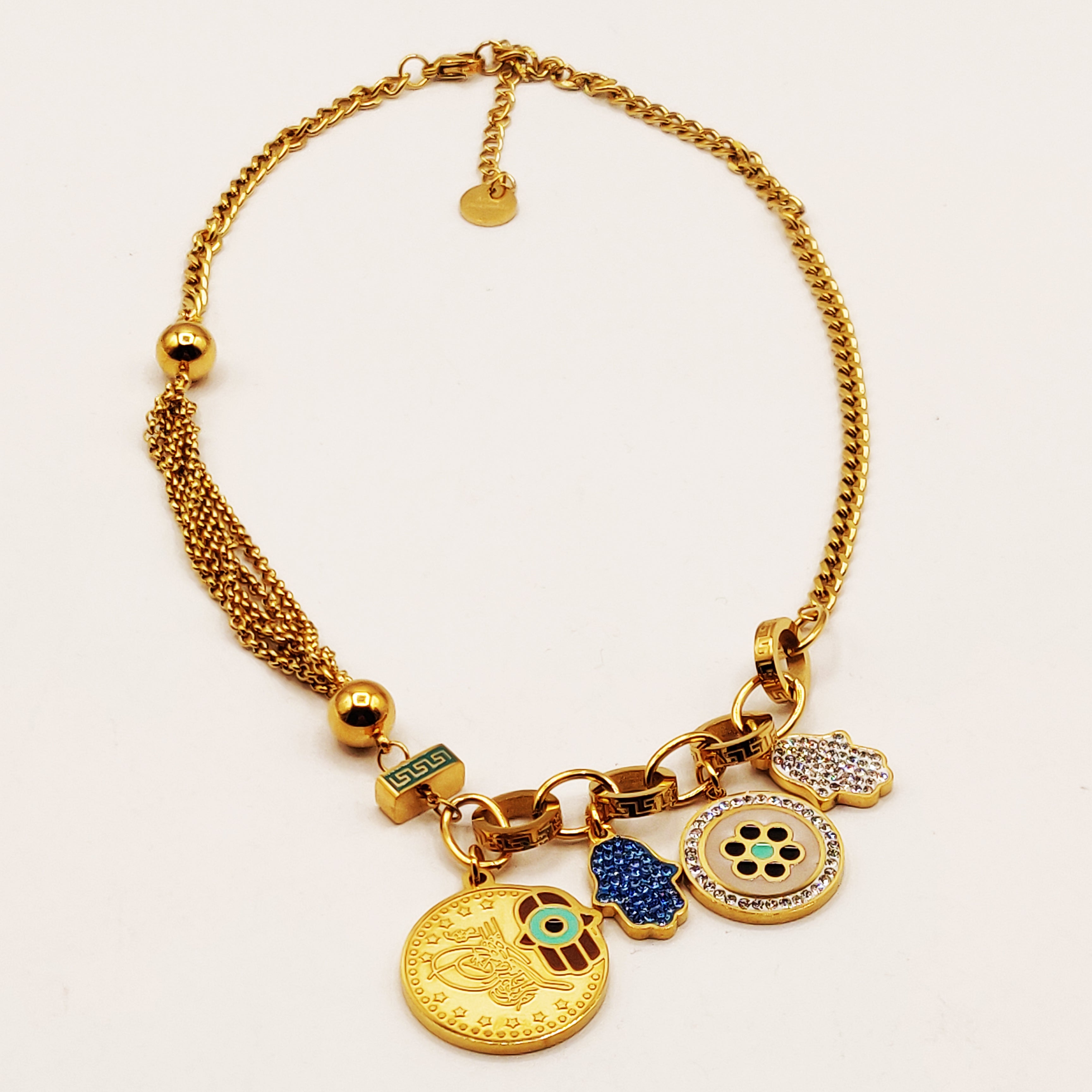 Collier Tresse Multi Pendentifs Sublimes Luxe