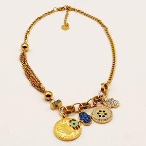Collier Tresse Multi Pendentifs Sublimes Luxe