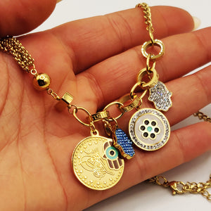 Collier Tresse Multi Pendentifs Sublimes Luxe