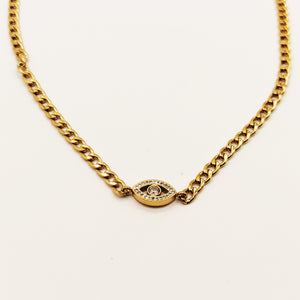 Collier Tresse Oeil Cristaux