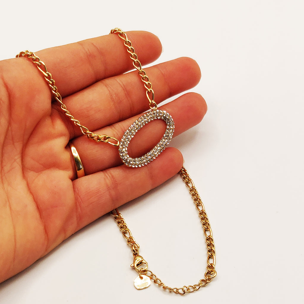 Collier Tresse Ovale Full Cristaux Luxe