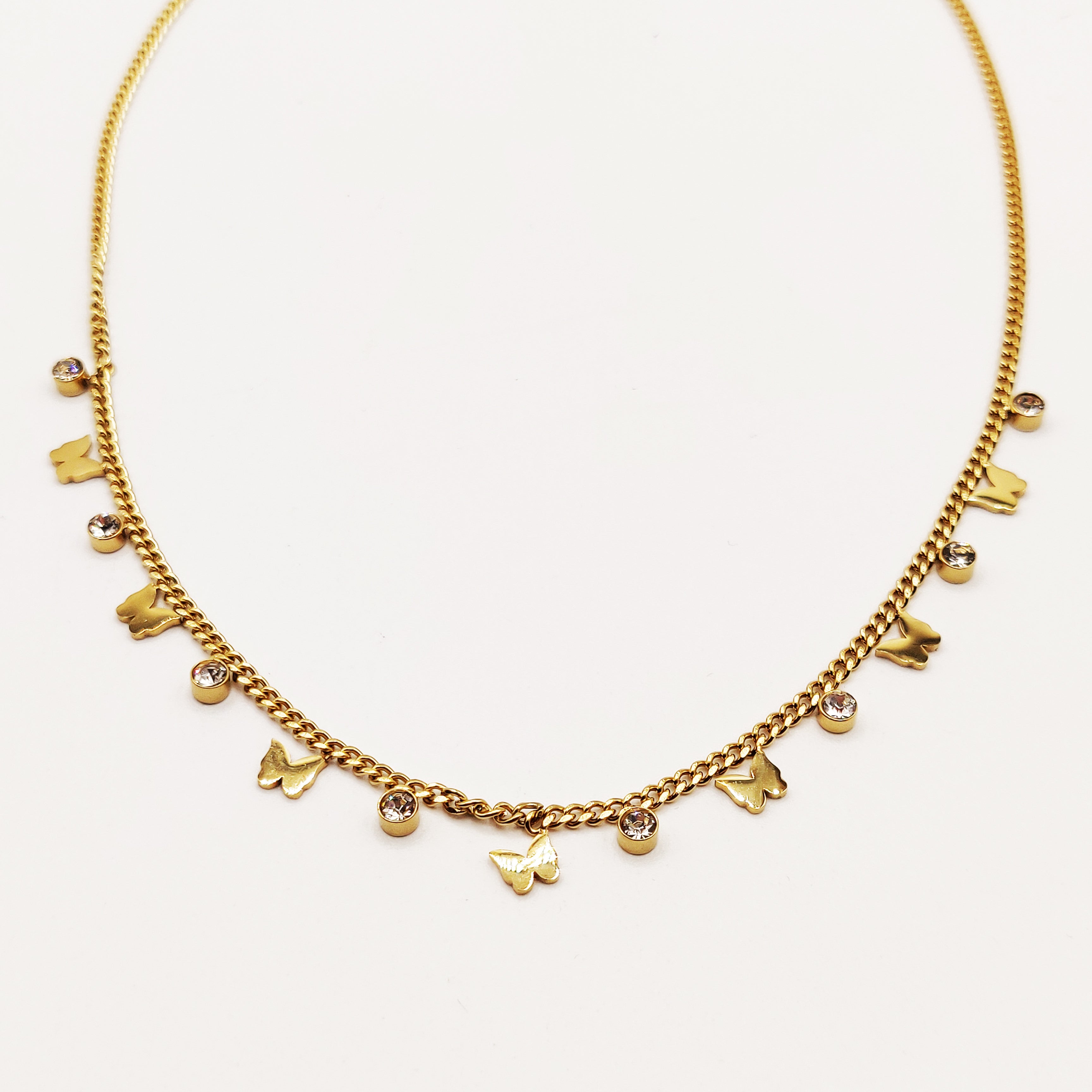 Collier Tresse Papillons et Cristaux