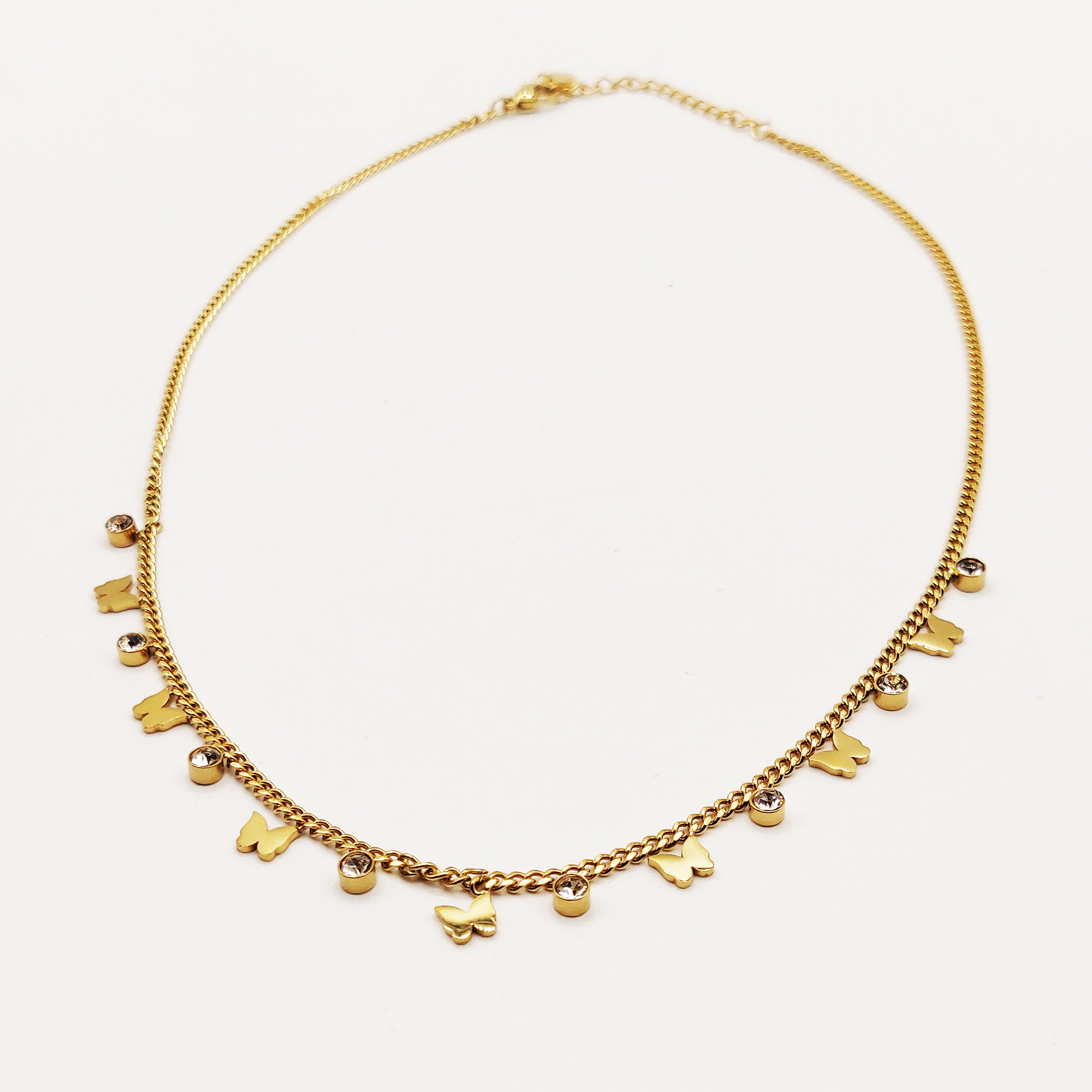 Collier Tresse Papillons et Cristaux