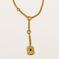 Collier Tresse Pendentif Descendant Plaque Cristal Vert Luxe