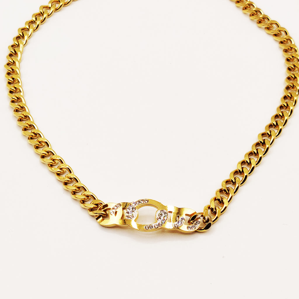 Collier Tresse pendentif Tresse Rigide Cristaux